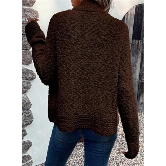 Women's 2024 Fashion Casual OpenFront Long Sleeve Chunky Knit Cardigans Sweaters - Picture 4 of 5